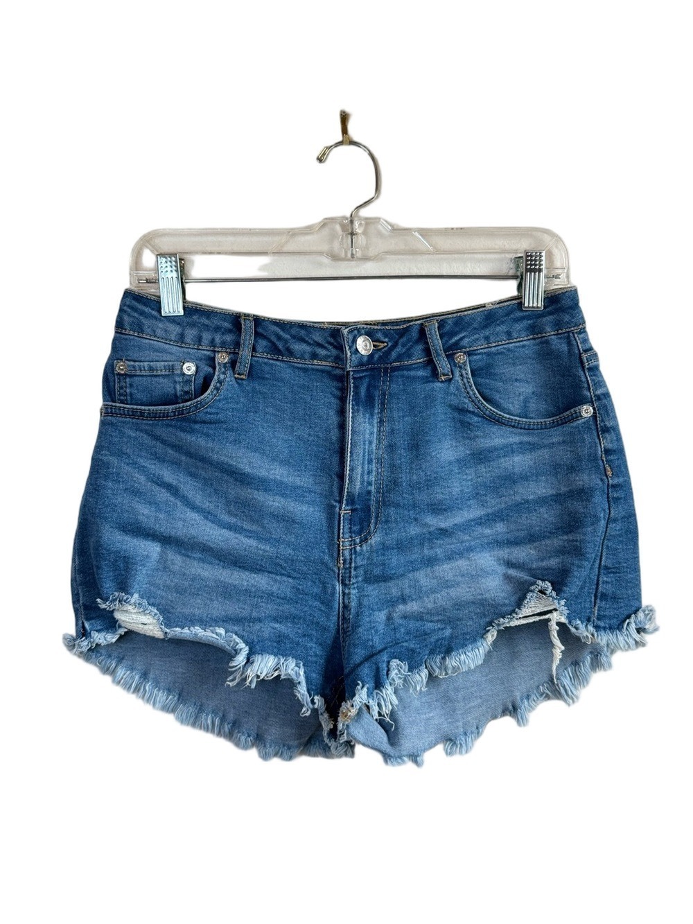 LOVE TREE Distressed Denim High Rise Shorts